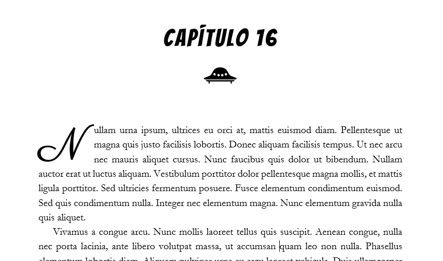 Exemplo de letra capitular destoante com o gênero